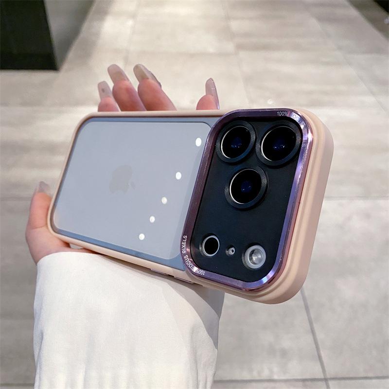 iPhone 11-15 Pro Max Electroplated Lens Solid Color Drop-Proof Case