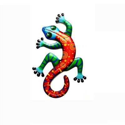 Iron Art Gecko Ornaments Wall Art Decoration Simulation Small Metal Gecko Lizard Sculptures Outdoor Home Garden Frnaments