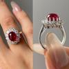 Stylish European & American Silver Ring with Inlaid Ruby - Creative Women's Jewelry