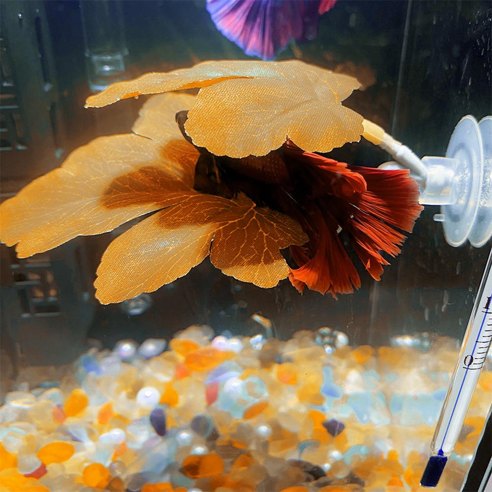 Betta Leaf Hammock with Suction Cup Artificial Aquarium Plant Resting Bed for Betta Fish Fish Tank Decorative Floating Plant