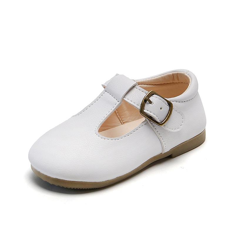 Spring Autumn Kids Shoes T Strap Leather Shoes Girls Non Slip Toddlers Mary Janes Baby Children Buckle Strap Flats