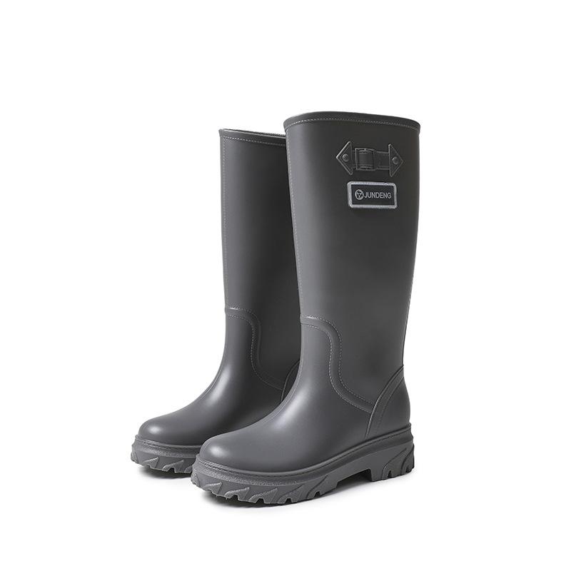 

Модные женские забродные сапоги экстравысокие, резиновые сапоги с длинным голенищем до колена, женские резиновые сапоги для дождя, пудровые водные сапоги, ослепительно черные женские 41