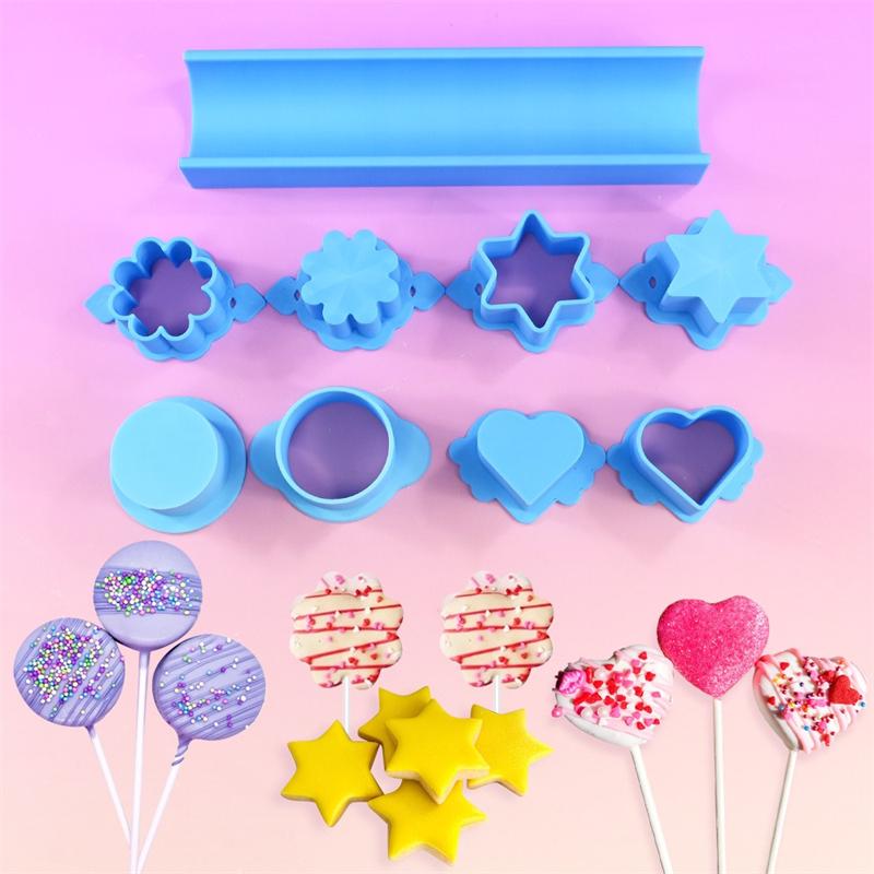 Love Lollipop Cookies Mold Set Star Flower Shape Cake Dessert Biscuit Mold Candy Plastic Cutting Tools DIY Pastry Baking Molds