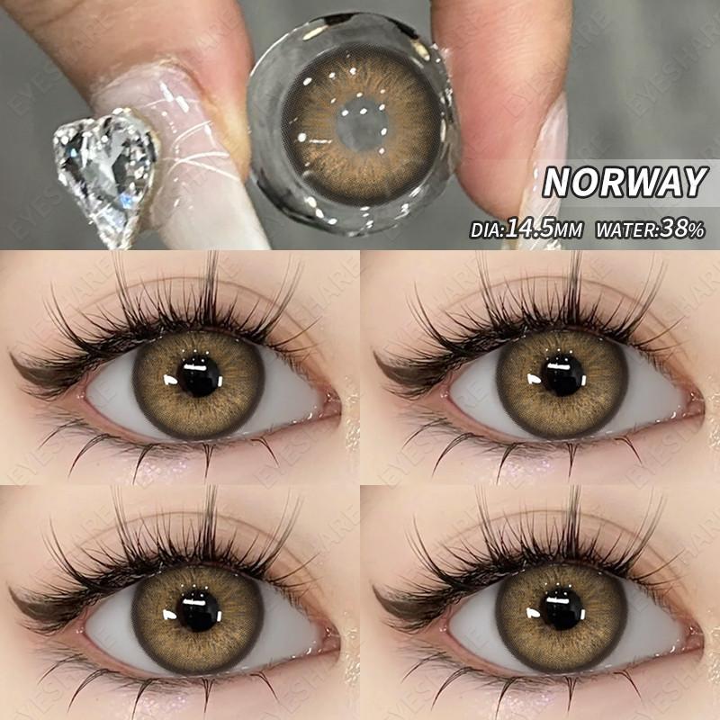 EYESHARE Fashion Brown Colored Contact Lens Natural Soft Contact Lenses for Eyes Decoration 14.2mm Yearly 2pcs=1 Pair