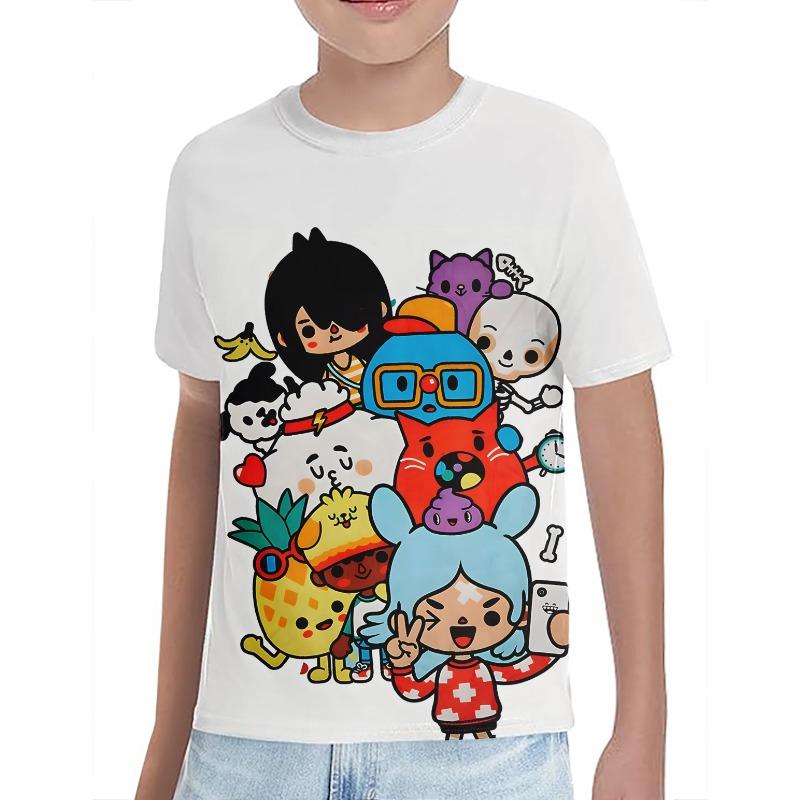 

Summer Cartoon Print Toca Life World Kids T Shirts New Style Fashion Christma 3DCartoon Print Childrens Clothing Crewneck Tees Kids 3D Print Clothing 110