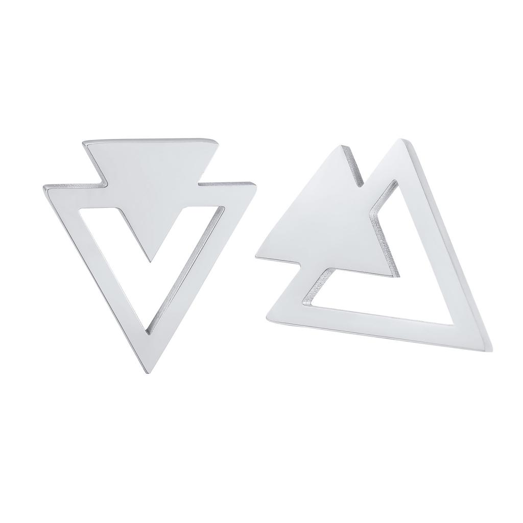 Vnox Cool Punk Triangle Stud Earrings for Men Jewelry, Anti Allergy Stainless Steel Geometric Ear Clip Accessory,1 Piece/ Pair