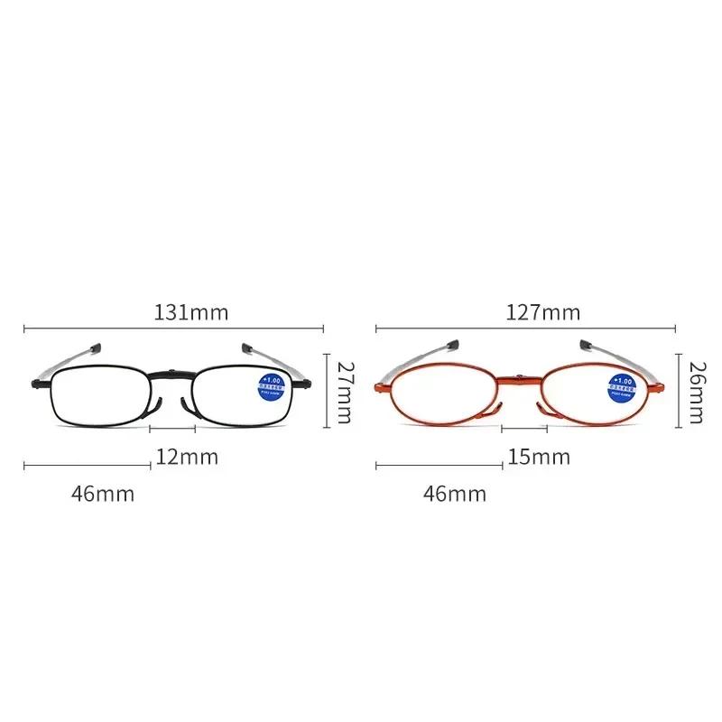 Men Folding Reading Glasses with Case Vintage HD Blue Light Blocking Presbyopia Women Portable Ultralight Far Sight Eyewear