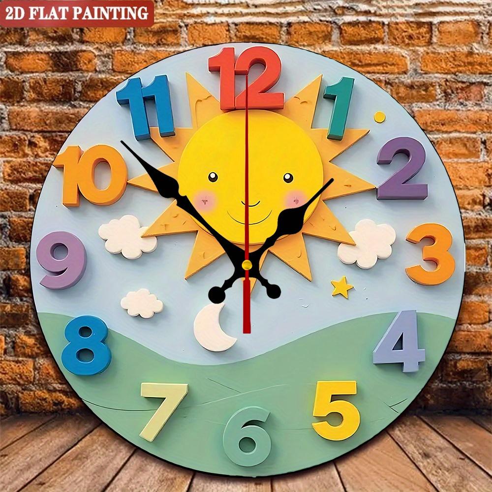 

Мультяшные Солнечные Учебные Часы. Бесшумные обучающие деревянные часы для дома, класса или улицы.