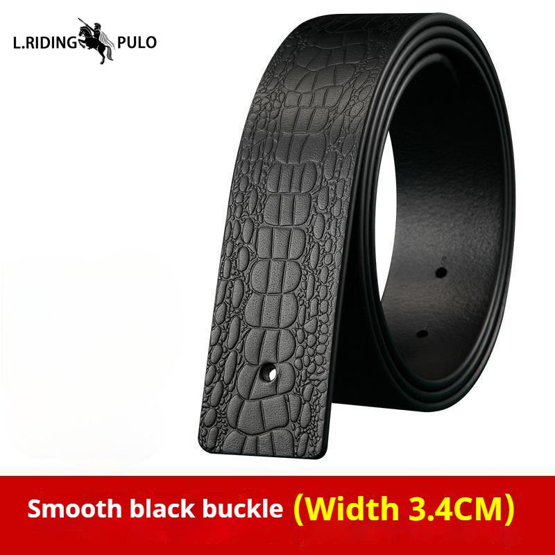 Men's Leather Belt Without Head, Smooth Buckle, Perforated Headless Belt, Leather Without Buckle, Men's Genuine Cowhide Buckleless Belt