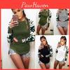 Hochwertiges Damen Camouflage bedrucktes Langarm-Pullover-T-Shirt für stilvollen Komfort