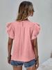 Women's Casual Round Neck Loose Summer Shirt with Ruffles Batwing Sleeves Short Sleeve Top for Women