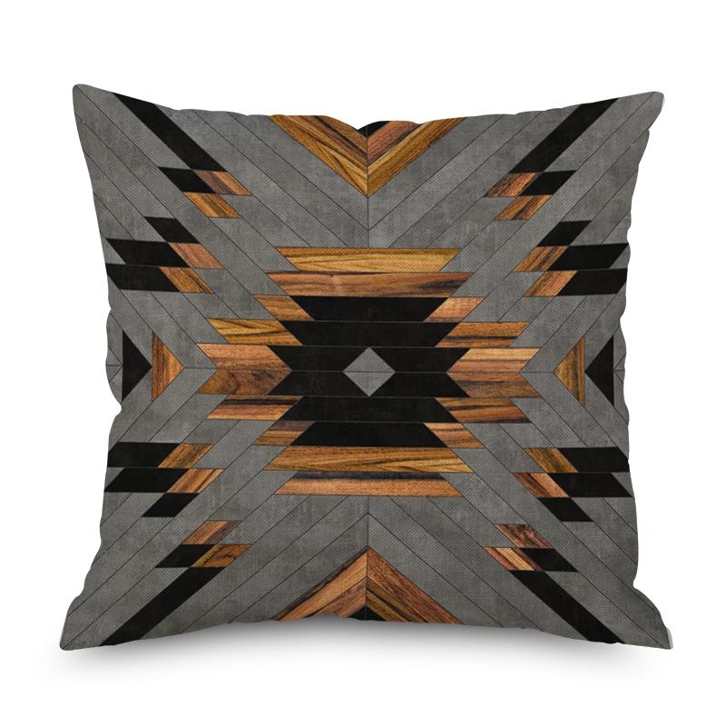 Home Decor Nordic Brown Geometric Ornament Pillow Cover Sofa Chair Printed Car Cushion Cover