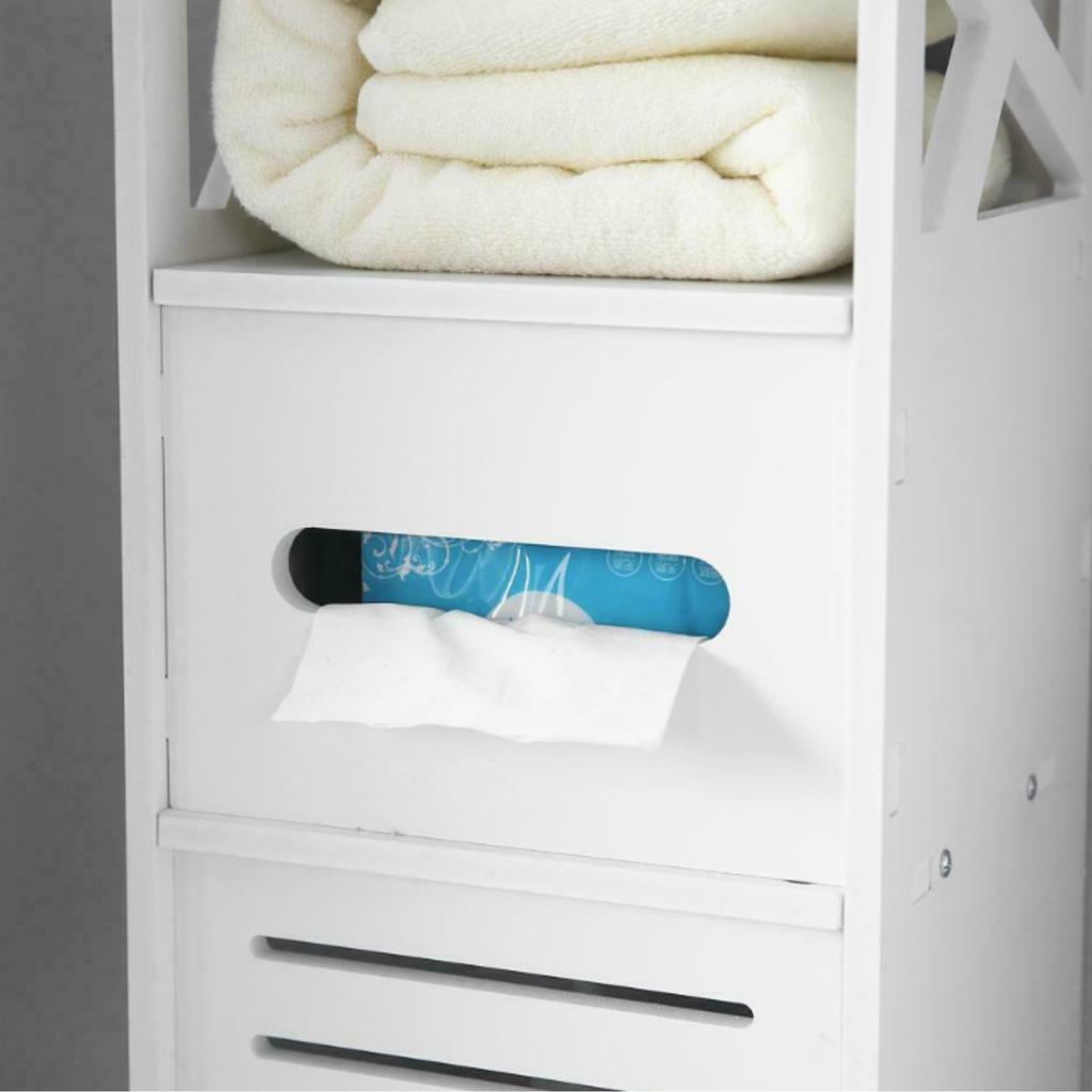 Toilettenpapierregal, durchbrochenes Säulenregal, weißer Badezimmer-Toilettenschrank