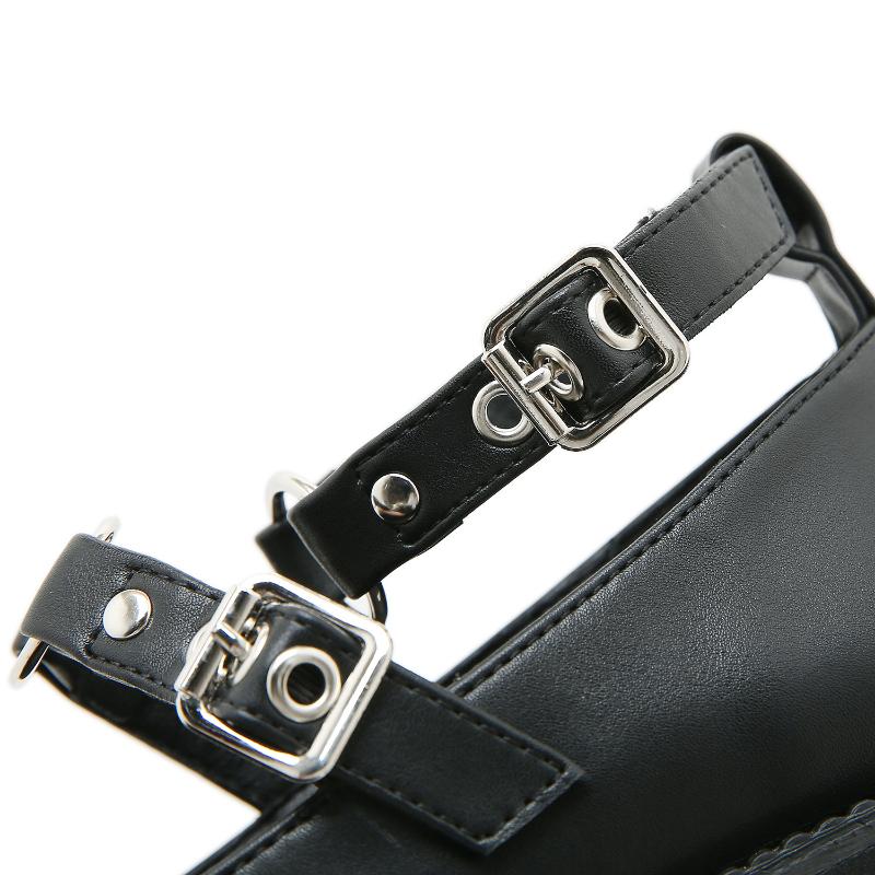 Gothic Chunky Platform Shoes Women Buckle Strap Thick High Heels Mary Janes Pumps Girls Black Lolita Cosplay Shoes Size 42 43