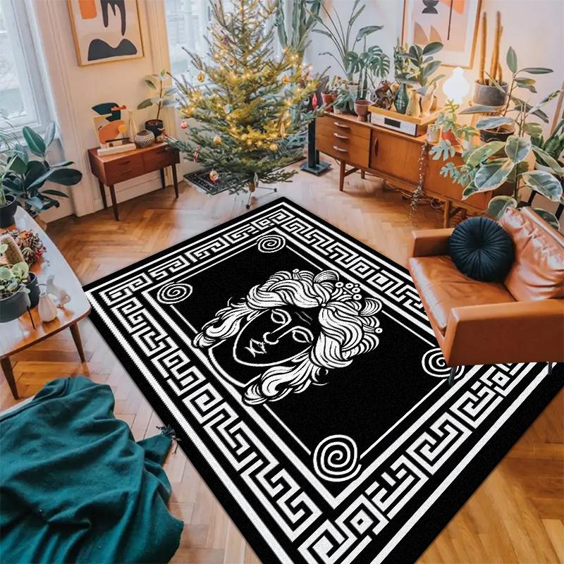 Nowoczesny Czarno-Biały Dywan do Dekoracji Salonu Luksusowe Dywany z Wyższej Półki Antypoślizgowy Dywanik Sypialniany Przyłóżkowy Zmywalna Mata Podłogowa na Korytarz
