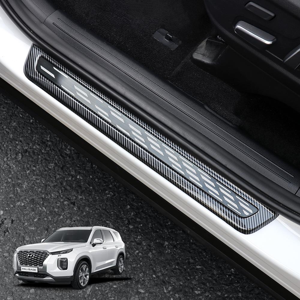 For Hyundai Palisade 2020-2026 Stainless Steel Inner Exterior Door Sill Protector Cover Welcome Door Threshold Trim Accessories