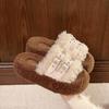 2025 Autumn/Winter Women's Furry Thick Sole Warm Slippers with One Strap and Belt Buckle