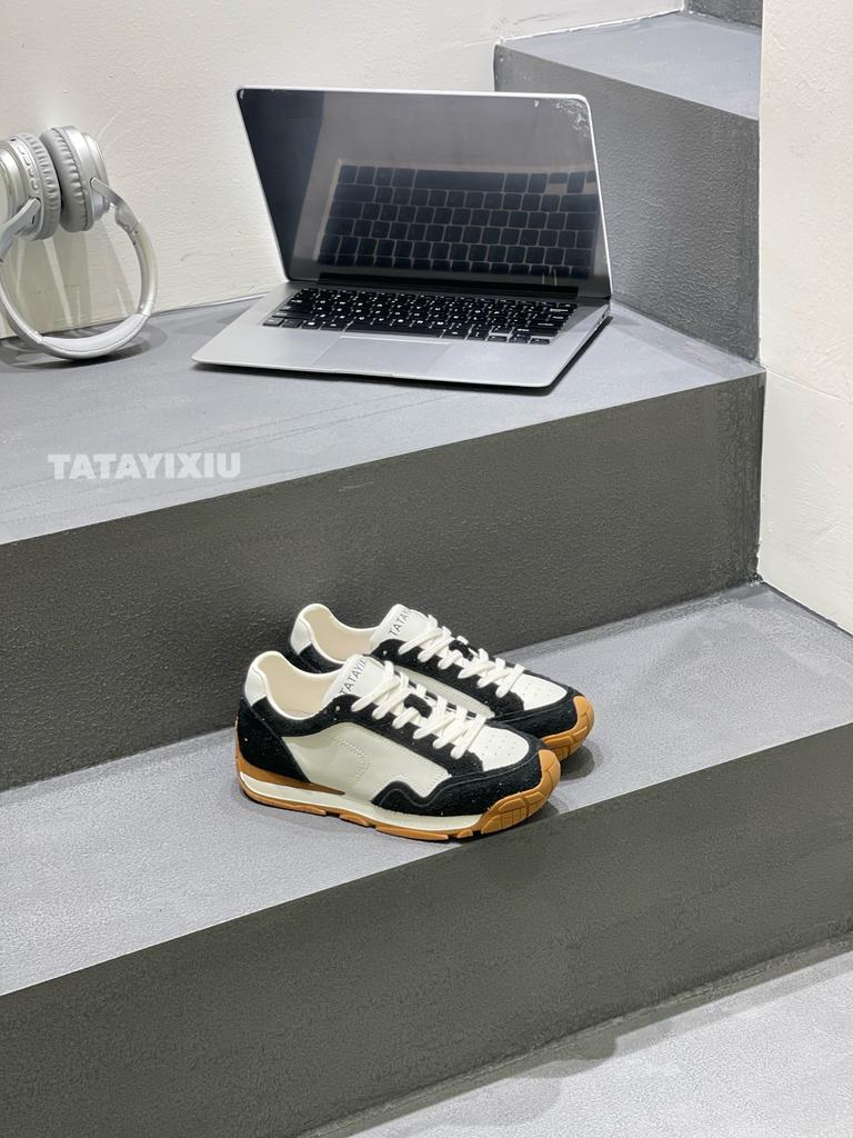 Leather Contrasting Color Platform Forrest Gump Shoes Women's Sports Shoes 2025 Spring and Autumn New Casual Versatile Board Shoes German Trainin