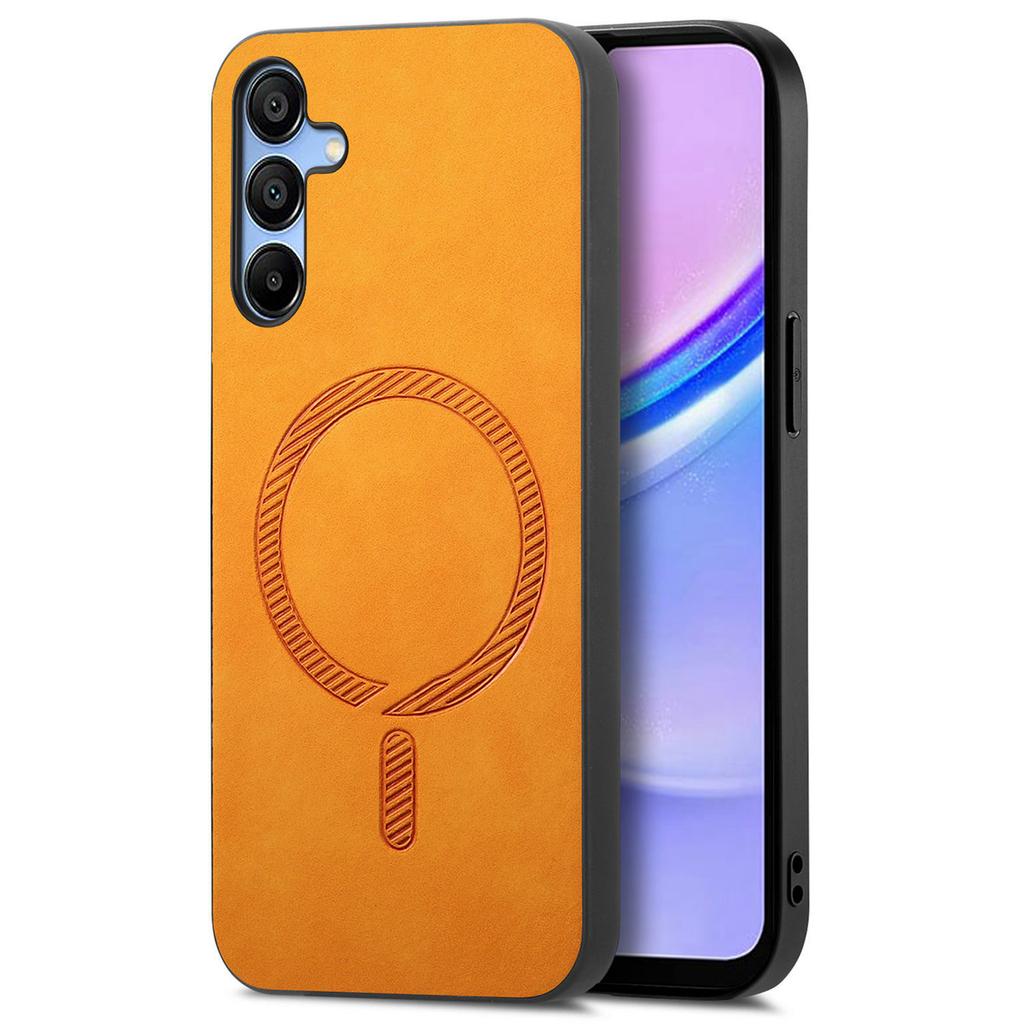 For Samsung Galaxy A15 4G/A15 5G Leather Back Case Compatible with MagSafe Skin-Touch Phone Cover