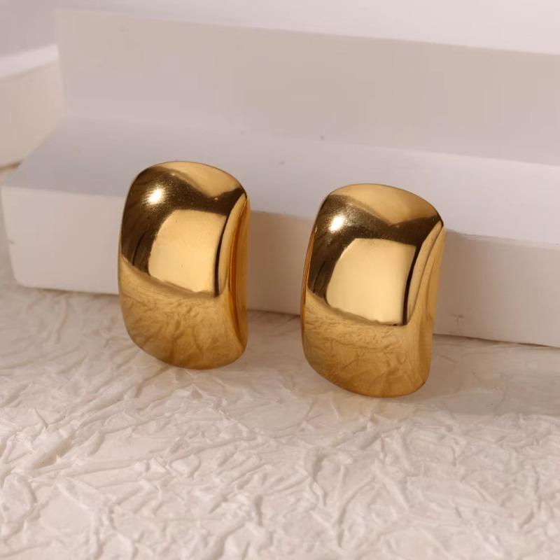 Retro Stainless Steel Love Earrings Exaggerated Gold Flower Water Drop Flower Texture Stud Earrings Women's Accessories