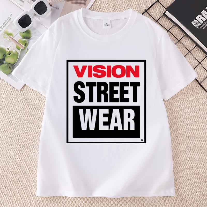 Unisex Unisex Vision Street Wear TShirt Letter Printed Short Sleeve TShirts Causal Round Neck Cotton Short Sleeve Tshirts