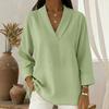 Loose Comfortable V Neck Long Sleeve Casual Pullover T Shirt