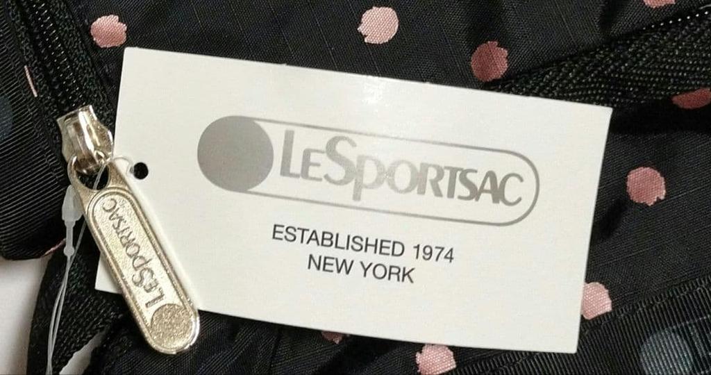 [USED] LeSportsac Shoulder Bag, Black with Pink Polka Dots