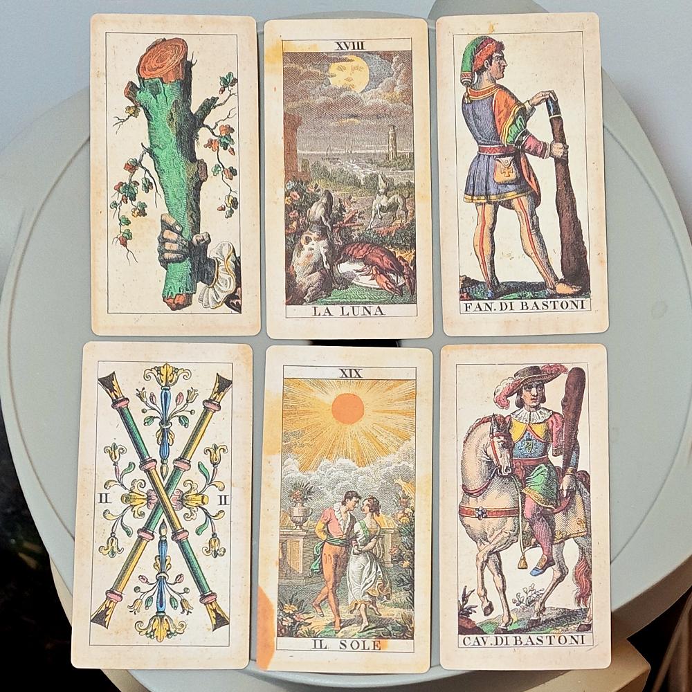 12*6cm Tarot Soprafino 1830 Vintage Italienisches Tarot Deck in Stabiler Box, Historische Reproduktion, 78 Karten Doppelt geprägt