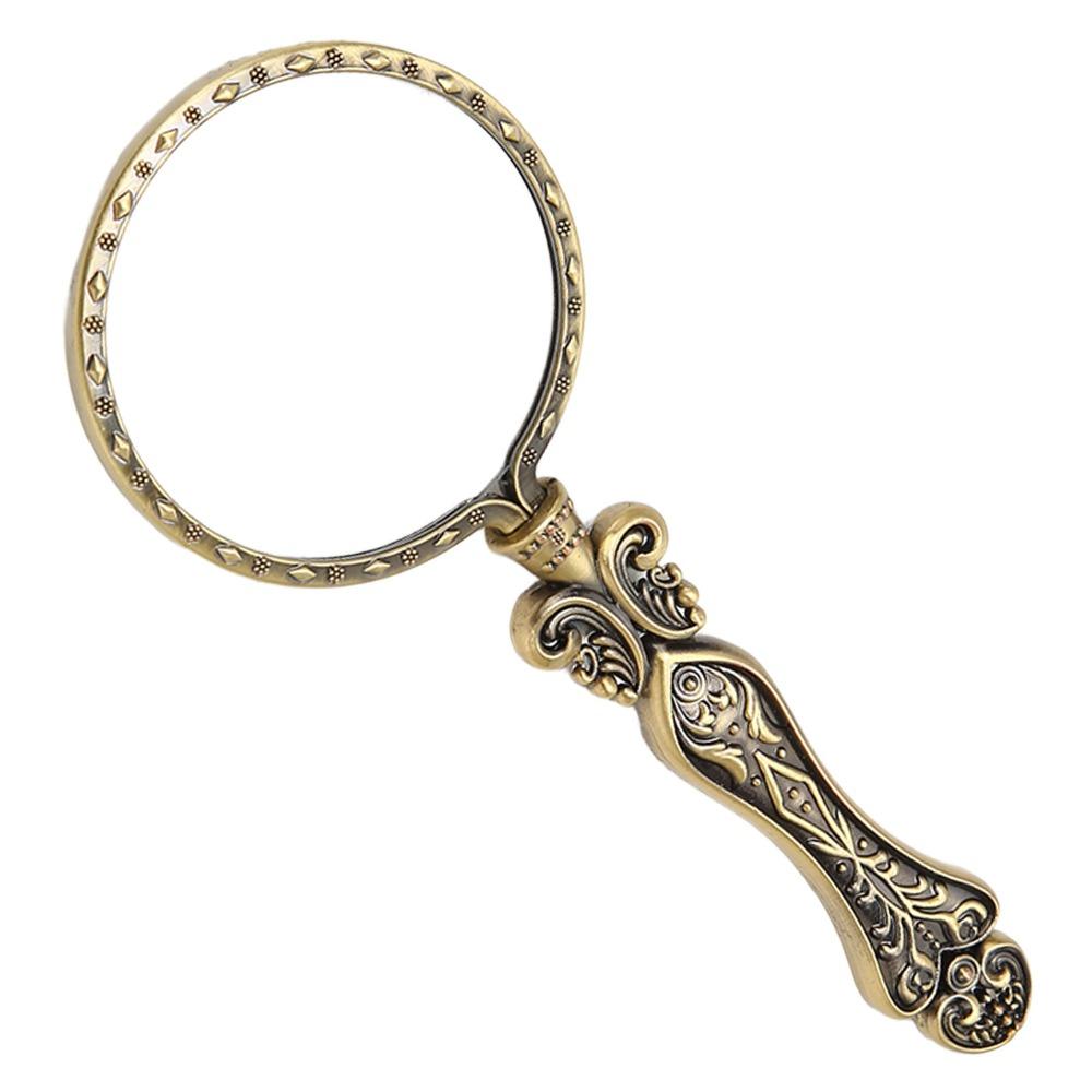 Bronze Finish Retro Magnifying Glass Alloy Material Slipless Handle Handheld Magnifying Glass Antique Gold Portable Magnifier