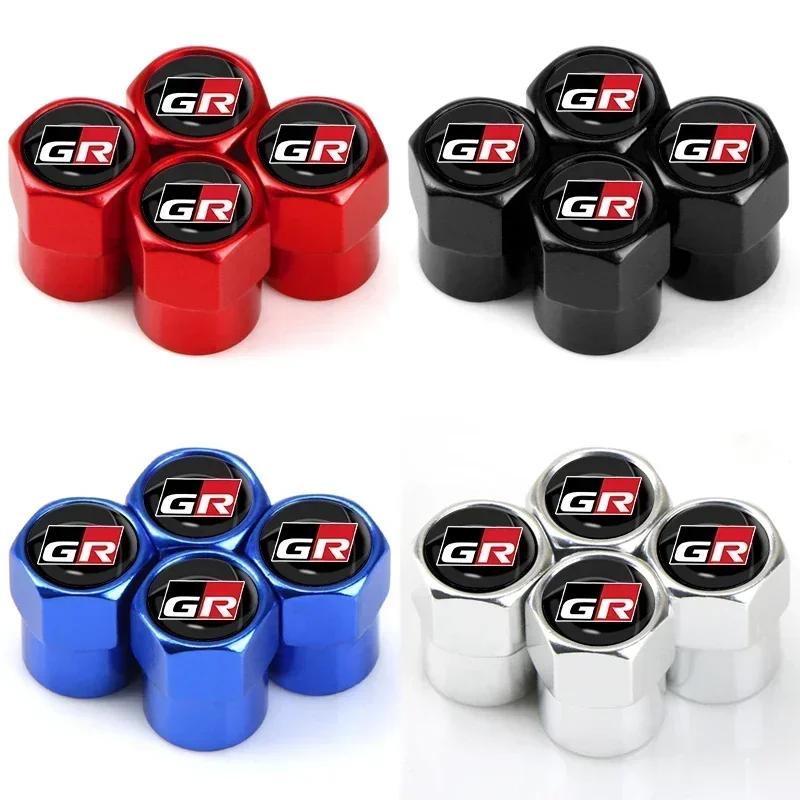 4Pcs Car Tire Valve Caps Metal Stem Air Cover Accessories For Toyota GR Sport Gazoo Rav4 Yaris Wheel 86 Corolla Hilux Racing CHR