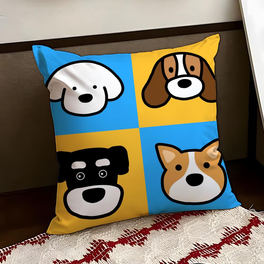 Cartoon Simple Cute Dog Cushion Cover Reversible Soft Durable Pillow Cover Home  Car MultiScene Use for Daily Comfort