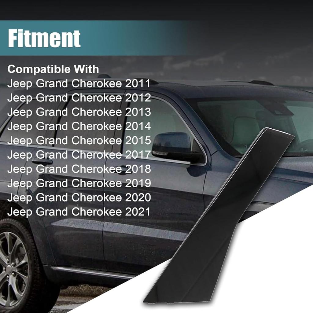 GXARTS Exterior Right Side Rear Door C Pillar Trim Window Cover Trim Applique 57010448AJ 57010448AK Compatible with Jeep Grand Cherokee 2011 2012