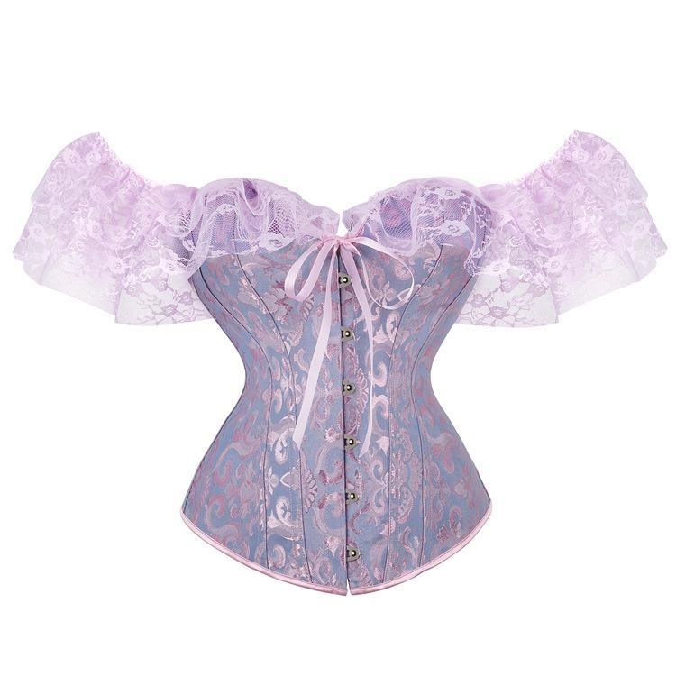 Court Style Jacquard Bodysuit with Lace Straps