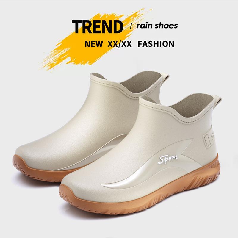Winter Fleece Cover Warm Rubber Shoes Fashionable Waterproof Rubber Shoes Men's Rain Shoes Fashionable Outdoor Flat Rain Boots Rider Water Shoes