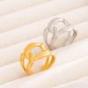 Geometric Stainless Steel Adjustable Ring - Colorfast Titanium Steel for Women