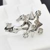 Fashion Rotating Star Ring For Women Girl Silver Color Trend Zircon Rotatable Open Ring Drop Shipping Party Gift