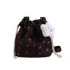 Cherry printed large-capacity bag, women's bag, small fresh shoulder bag, high-value niche messenger bag.