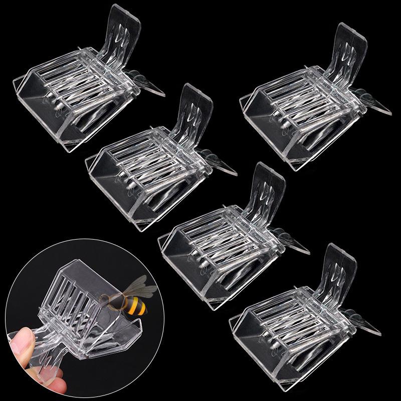 3/5 Transparent Clip-on Bee Cages, Plastic Clips, Queen Cages, Bee Catchers, Beekeeping Tools