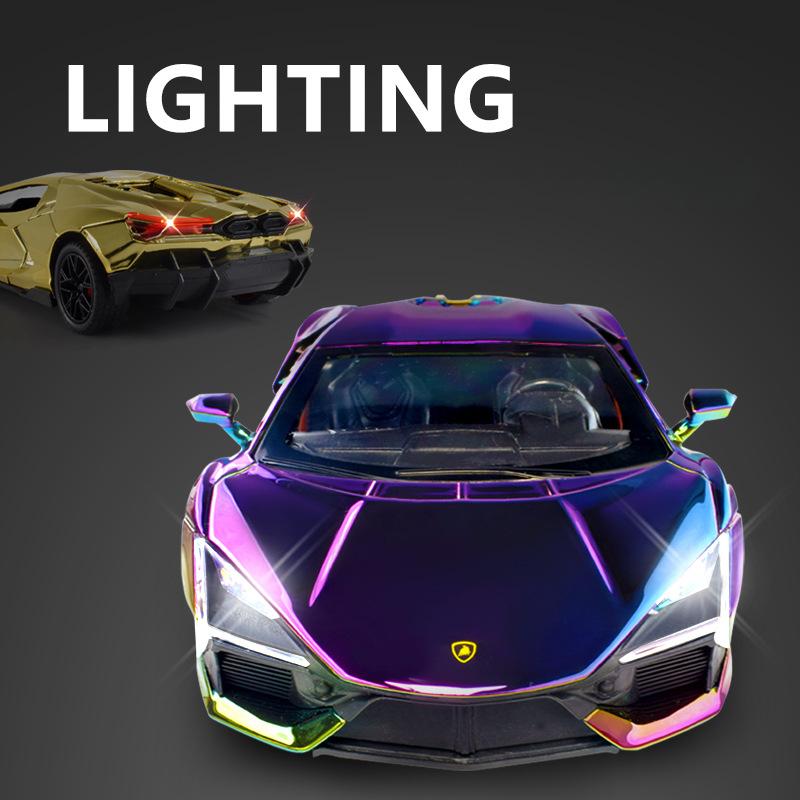 Simulation 1/24 Lamborghini Revuelto Super Car Model with Sound Light Children Boy Birthday Gift Miniature Voiture Home Decor