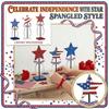 3-Pack Patriotic Star Table Decor, Red Blue Glitter Stars For 4th Of Decor