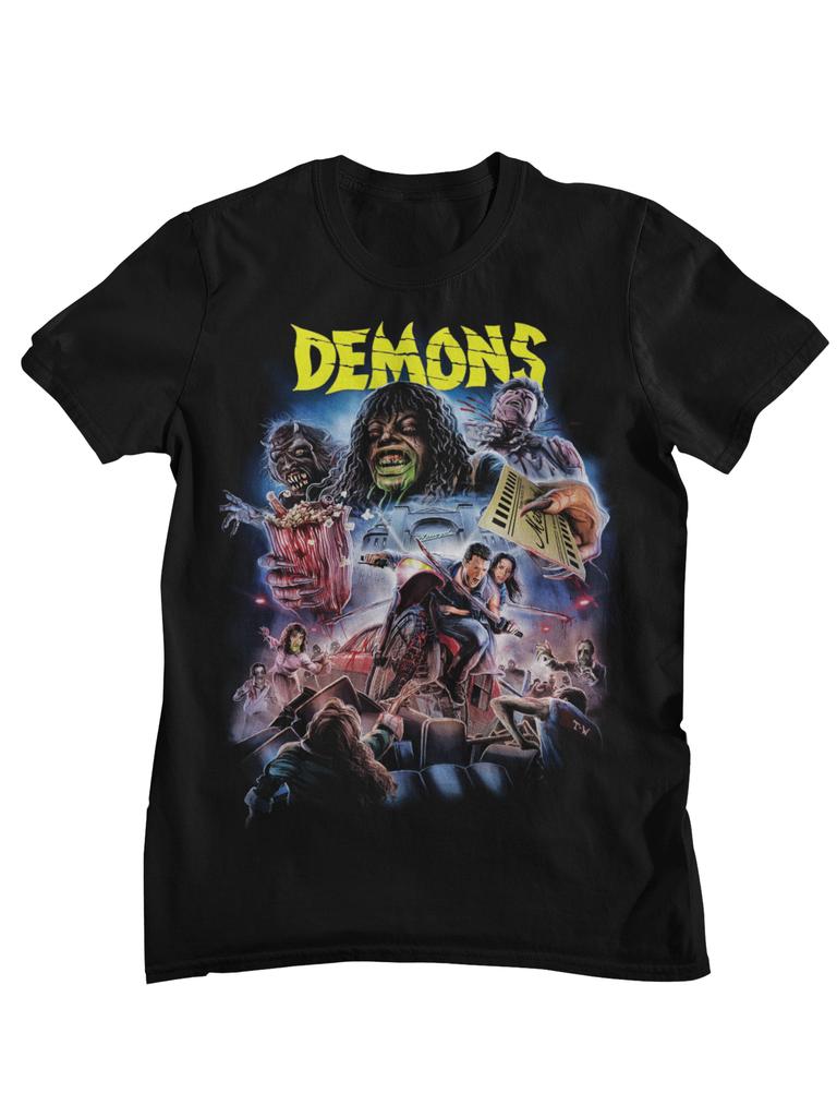 Demons Retro Italian Horror Movie Collage Graphic TShirt Unisex Women Casual Cotton Streetwear Tops