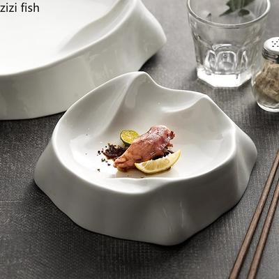 Ceramic Dinner Plate Creative Irregular Mountain Shaped Dessert Plate Snack Plate Pasta Plates Restaurant Specialty Tableware