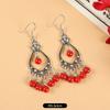 Retro Ethnic Style Earrings Women's Red Long Fringed Bohemian Earrings Yunnan Vacation Exotic Wind Ears