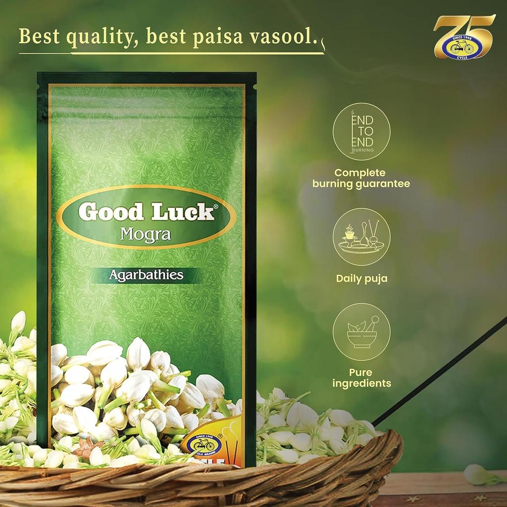 Cycle Pure Agarbathi GoodLuck Special Kombipackung Champa Mogra Rose Räucherstäbchen 3 Beutel(220 g pro Beutel)