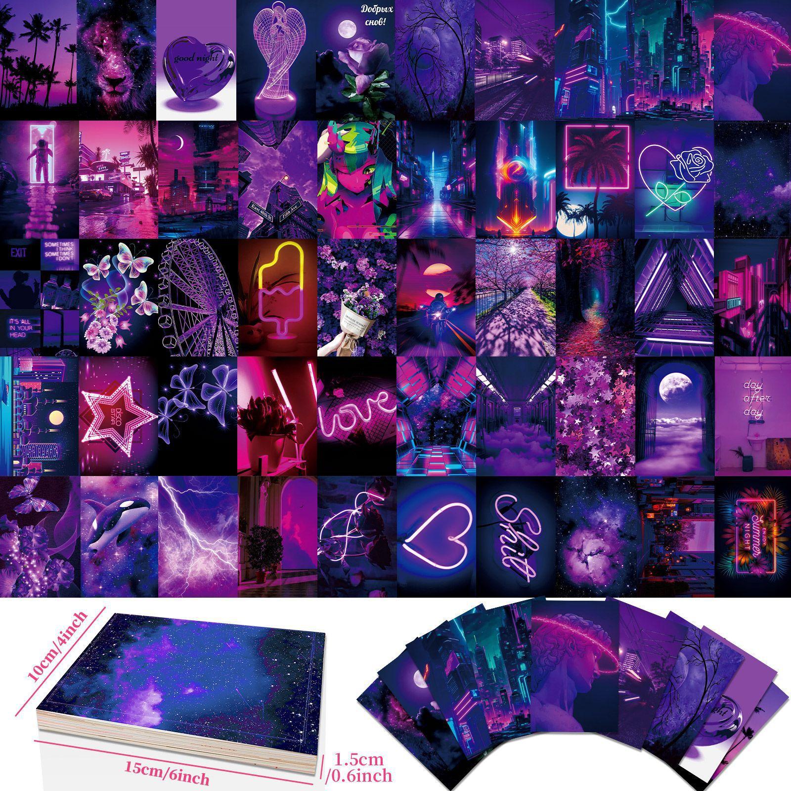 50 настенных открыток Purple Love Niche Абстрактное искусство Спальня Открытка Фоторамка Настенная открытка T01041444-Wall Card - Purple Love 50