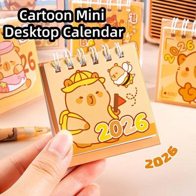 1Pcs 2026 Cute Capybara Panda Desk Calendar Portable Desktop Decoration Schedule Planner Mini Calendar Office School Supplies