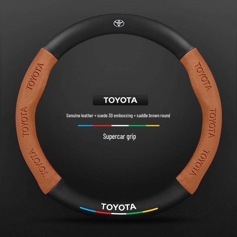 Protiskluzový kožený potah volantu z uhlíkových vláken pro Toyota Prado