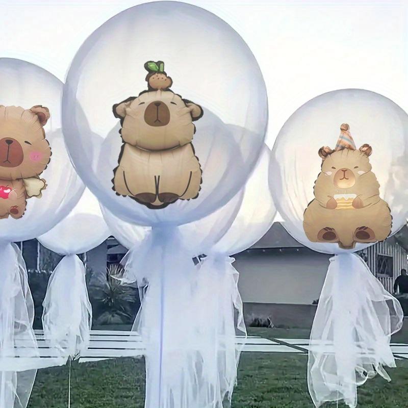 10pcs 24-Inch Transparent Bobo Ball and 16-Inch Mini Capybara Foil Balloon Set Birthday Wedding Party Decoration Photo Balloons