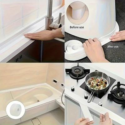 1 Roll Waterproof Self-Adhesive Seal Strip Tape for Bathroom, Kitchen, Shower, Bathtub, Sink