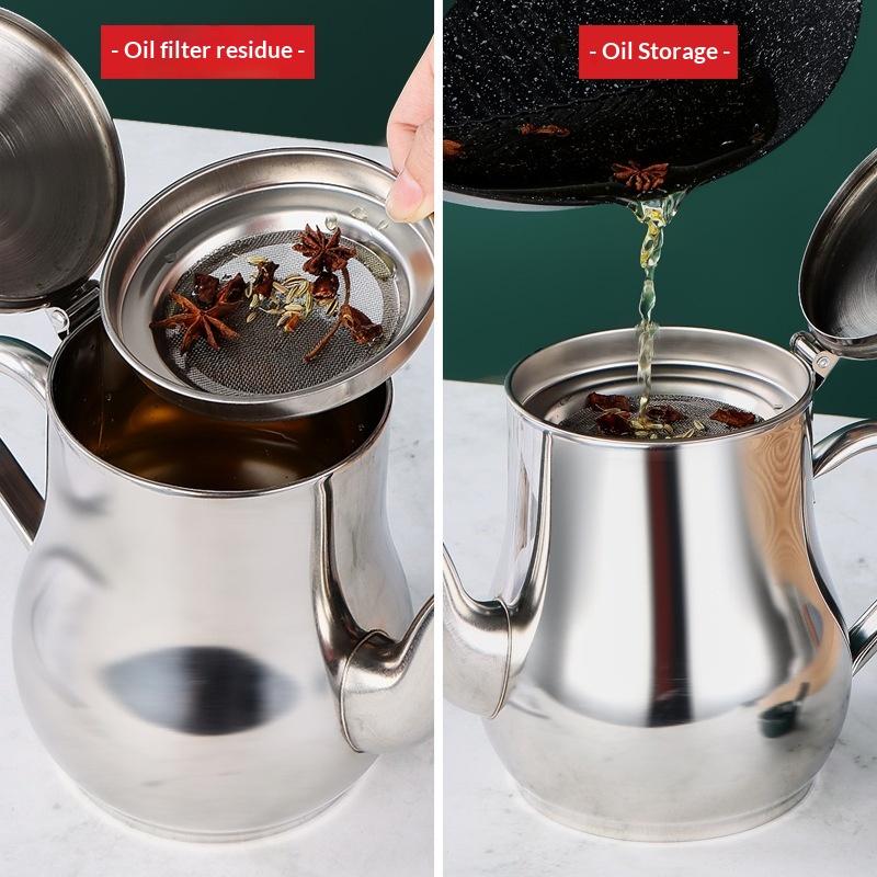 Filter Oil Pot Stainless Steel Household Leak-Proof Wine Pot Pouring Oil Bottle Seasoning Tank Kitchen Supplies Oz Pot Oil Tank